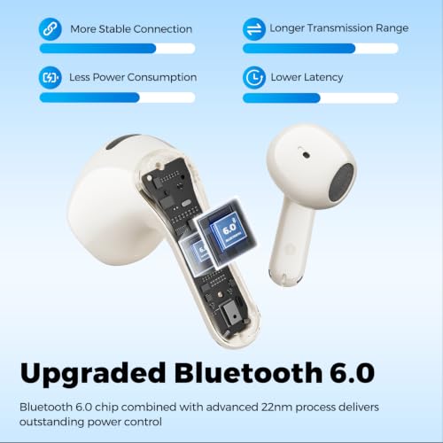 SoundPEATS Air6 HS LDAC Hi-Res Wireless Earbuds, Bluetooth 6.0, 13mm Driver | LDAC Hi-Res Audio Certified, 13mm Triple-Magnet Driver, 2MIC ENC, IPX5 Waterproof, Dynamic EQ, 45H, Bio-Composite Diaphragm - color: Beige