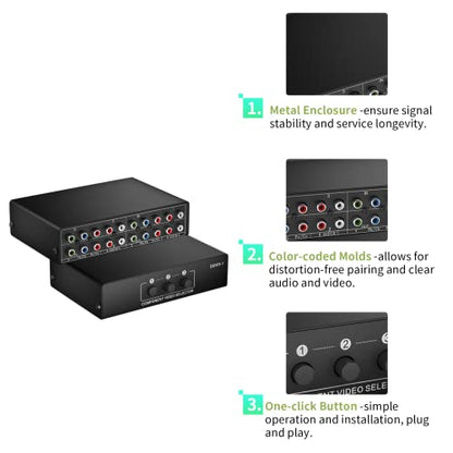 Component AV Switch Box with 5 RCA Cable 6ft