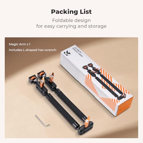 K&F CONCEPT 22" Magic Arm, Overhead Desk Camera Arm Mount, Long Articulating Friction Boom Arm for Phone, Action Camera, LED Light, Microphone