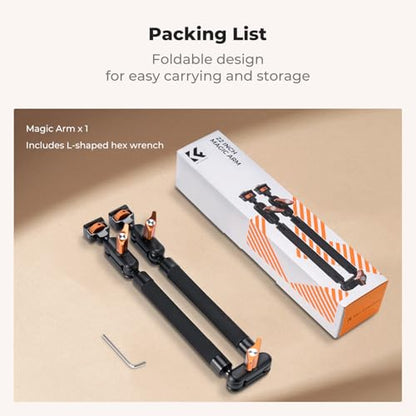 K&F CONCEPT 22" Magic Arm, Overhead Desk Camera Arm Mount, Long Articulating Friction Boom Arm for Phone, Action Camera, LED Light, Microphone