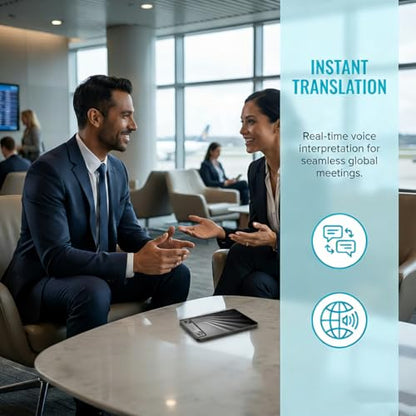 MMQ AI Voice Recorder with Real-Time Interpreter, AI Transcription, Summarize, 120+ Languages, Note Taker and Live Translation for Calls and Meetings, Ultra-Slim, APP Control, Case Included