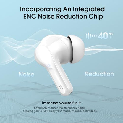Wireless Earbuds, Bluetooth 5.4 Headphones HiFi Stereo, Bluetooth Earbuds | With ENC Noise Cancelling Mic, IP7 Waterproof in Ear Earphones, 48H, LED Display Ear buds for Pad Phones Workout Sports,White - color: White
