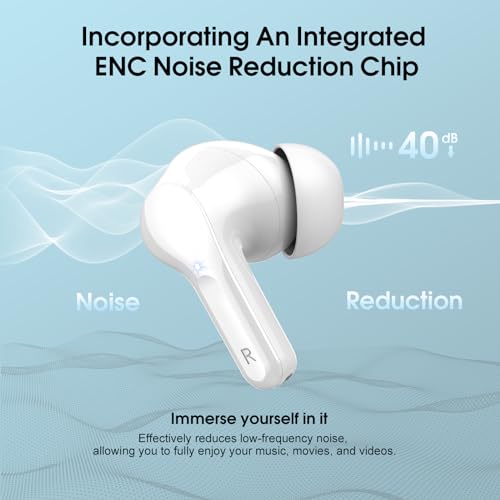 Wireless Earbuds, Bluetooth 5.4 Headphones HiFi Stereo, Bluetooth Earbuds | With ENC Noise Cancelling Mic, IP7 Waterproof in Ear Earphones, 48H, LED Display Ear buds for Pad Phones Workout Sports,White - color: White
