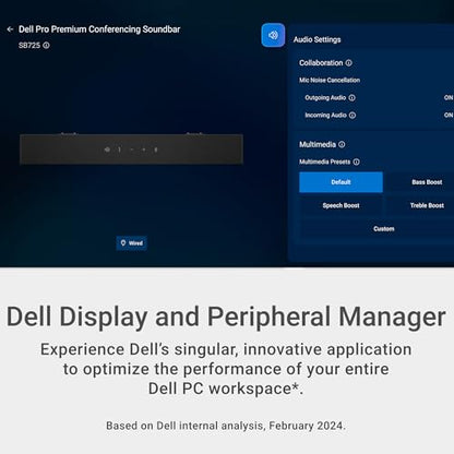 Dell Pro Premium Conferencing Soundbar SB725, LED Status Indicator | Microsoft Teams Certified, Zoom Certified, End Call Volume Controls, 3 Year Warranty