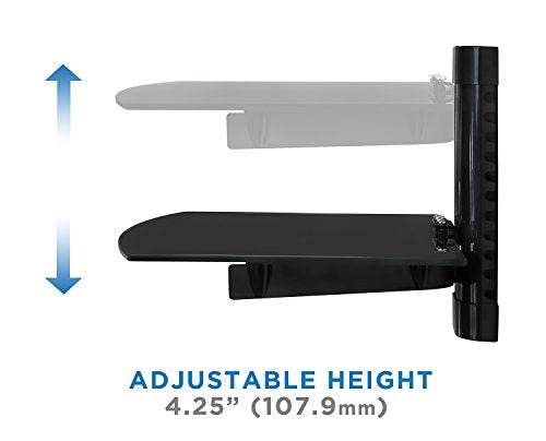 Mount-It! Floating Wall Shelf for AV Receiver & Game Consoles | Adjustable-height bracket stand holds cable box, PS4, Xbox One & Blu-ray player, single shelf.