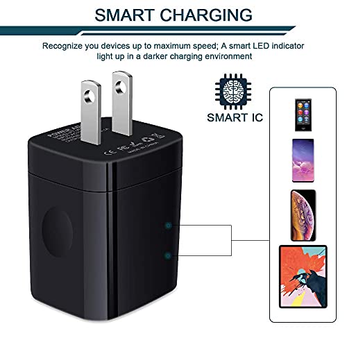 Wall Charger Plug, USB Charger Cube, AILKIN 3.1A 3-Muti Port USB Adapter | Power Plug Charging Station Box Black Base for iPhone 17 16 15 14 13 12 11 Pro Max/SE, Samsung Galaxy Phones Charge Block - color: Wall Charger Black