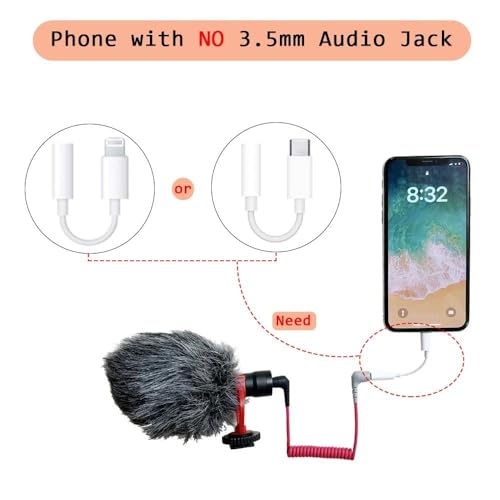3.5mm TRS to TRRS Microphone Patch Cable Mic Cord Compatible with iPhone, Smartphone, Tablets for Rode SC7, VideoMic, VideoMicro Go, for BOYA & Other External Mic (Please Read Instruction Below)
