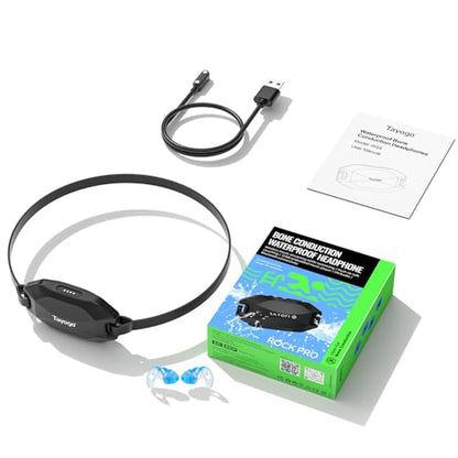 Bone Conduction Swimming Headphones, IPX8 Waterproof Open-Ear Headphones | 32GB MP3 Player & Bluetooth 5.4 & FM Radio, Underwater Headphones for Swimming, Compatible with Tayogo T6 transmitter
