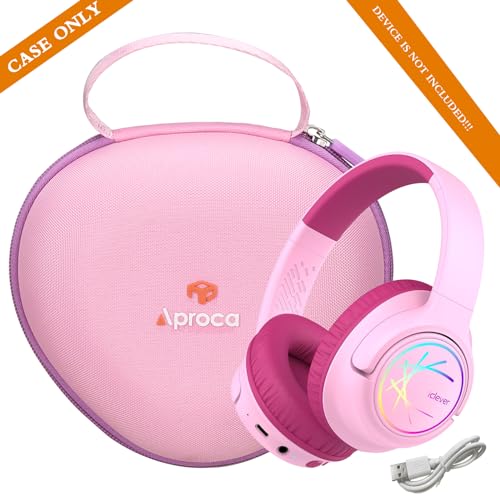 Aproca Pink Hard Storage Protective Case, for iClever BTH20 / Clever BTH18 Kids Bluetooth Headphones and Accessories - color: Pink