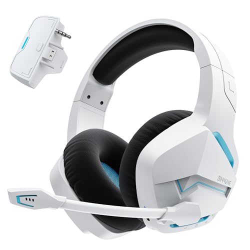 BINNUNE Wireless Gaming Headset for Xbox Series X/S, Xbox One, PS5, 120H Ultra-Long Battery, Bluetooth 5.3 Gaming Headphones with Noise-Canceling Mic, Comfortable Over-Ear Headphones,White - color: White