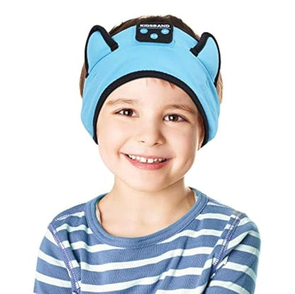 KIDSBAND Kids Headphones Bluetooth Headband Adjustable, Wireless Sleep Headphones for Kids with Wired Playback 3.5 MM Jack for Teens/Boys/Girls/Smartphones/School/Kindle/Airplane Travel/Plane/Tablet - color: Blue