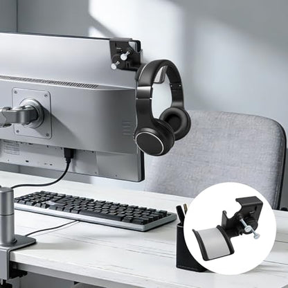 Monitor Stand for Headphones and Headsets, Headset Stand for Monitor, Stand for Headphones and Headsets (Premium-Grade Holder Saves Desk Space and Protects Headphones, Black)