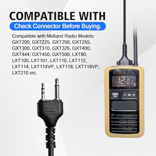 One-side Walkie Talkie Headphones Over The Ear Ptt Headset Boom Microphone Headband Earpiece for Midland 2pin Walkie Talkies (Small Earmuff)
