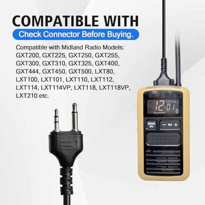 One-side Walkie Talkie Headphones Over The Ear Ptt Headset Boom Microphone Headband Earpiece for Midland 2pin Walkie Talkies (Small Earmuff)