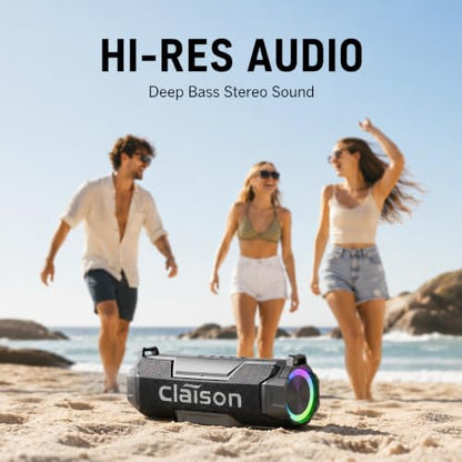 Portable Bluetooth Speaker, Bluetooth 6.0, Hi-Res Audio, IPX7 Waterproof, Deep Bass Stereo Sound, RGB Light, 24H Playtime, for Home, Party, Outdoor, Camping, Beach, Gift for Men Women Teens