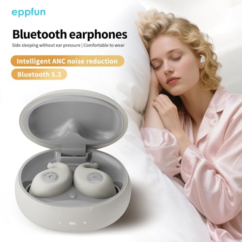 eppfun Sleep Earbuds for Side Sleepers, Wireless ANC Noise Cancelling Sleep Headphones, Comfort Fit for Sleeping, Working, Hiking