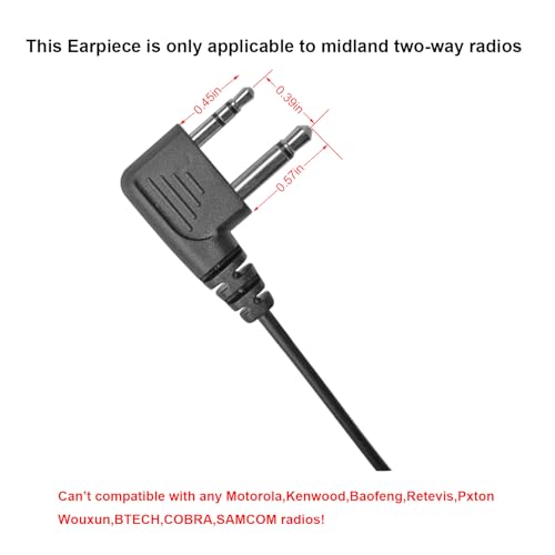 Two-Way Radio Ear-Clip Headset for Midland FRS,GMRS Radios-2 Pack | Compatible Midland Ear-Clip Headset and Midland Walkie Talkie Earpiece with PTT/VOX