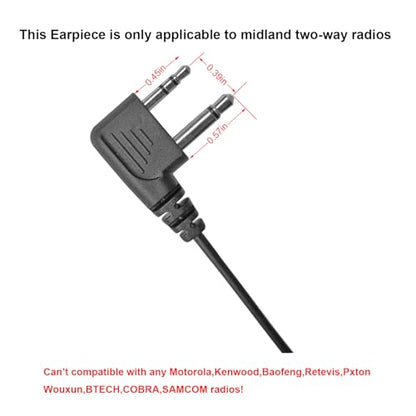 Two-Way Radio Ear-Clip Headset for Midland FRS,GMRS Radios-2 Pack | Compatible Midland Ear-Clip Headset and Midland Walkie Talkie Earpiece with PTT/VOX