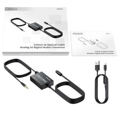 PROZOR 3.5mm to SPDIF Converter Analog to Digital Audio Cable ADC Adapter for Enhanced Sound Toslink Optical Output 3.5mm to Optical Cable for Gaming Consoles Computers and Projectors etc - style: 3.5mm to Optical