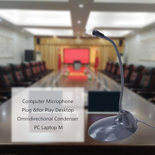 Plug and Play Omnidirectional Computer Microphone, Desktop Condenser Mic with 3.5mm for Laptop Video Conferencing Gaming