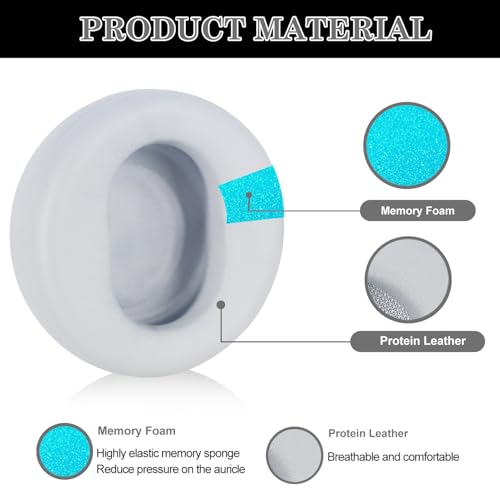 Aiivioll Replacement Ear Pads for Microsoft Surface 1/2 Headphones, Protein Leather Memory Sponge Ear Cushion Compatible Surface 1/2 Headphones, Headphone Accessories Ear Muff Repair Parts (Gray) - color: Gray