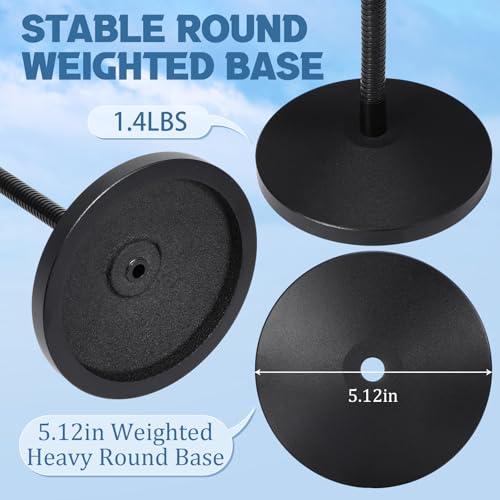DoubleFill 2 Pcs 13.8" Desktop Microphone Stand Adjustable Heavy Duty Flexible Gooseneck Mic Stand Metal Round Base Tabletop Mic Holder for Podium Podcast Lecture Streaming Recording Gaming Studio