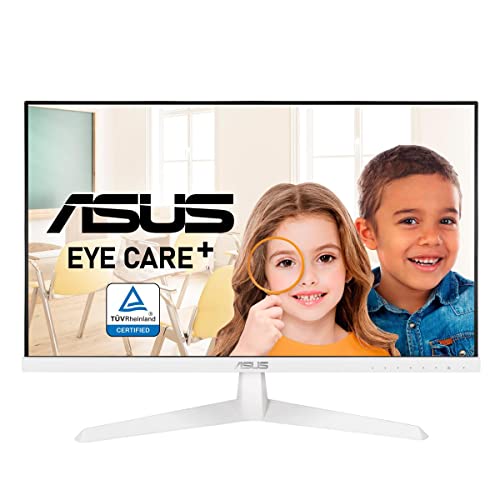 ASUS VY249HE-W 23.8” 1080P Monitor - White, Full HD, 75Hz, IPS, Adaptive-Sync/FreeSync, Eye Care Plus, Color Augmentation, Rest Reminder, HDMI, VGA Frameless VESA Wall Mountable - style: 75Hz Eye Care Plus (White)