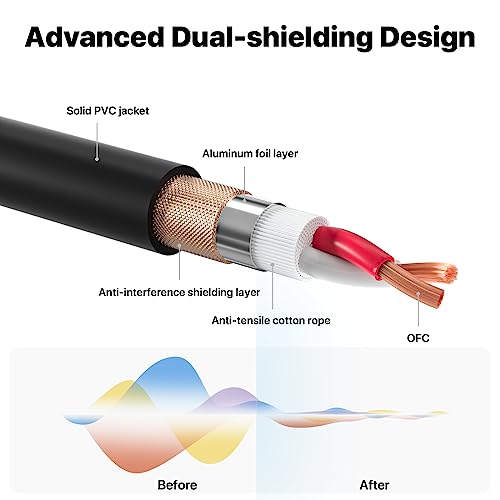 EBXYA 1/4 TRS to XLR 10ft 2Pack - 6.35mm 3Pin Balanced Male Audio Cable | Double Shielding, Oxygen-Free Copper, for Mixers, Amps, Studio Recording - size: 10 feet-2 Pack, style: TRS to XLR Male