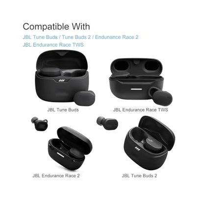 Klowcok Replacement Foam Ear Tips for JBL Tune Buds/Tune Buds 2, Black | Memory Foam Tips Compatible with JBL Endurance Race 2 / Endurance Race TWS Earbuds, 3 Pairs (S/M/L)