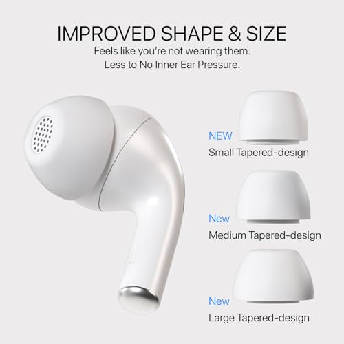 AirFoams Pro Active Ultra V10.0 Memory Foam Lifetime Replacement Ear Tips for AirPods Pro 1 & 2 – Flexible Silicone Shield, Anti Slip, Better All Day Comfort, Secure, Noise Cancelling (3 Pairs-S/M/L)
