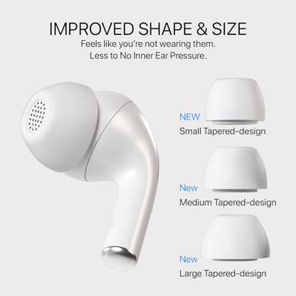 AirFoams Pro Active Ultra V10.0 Memory Foam Lifetime Replacement Ear Tips for AirPods Pro 1 & 2 – Flexible Silicone Shield, Anti Slip, Better All Day Comfort, Secure, Noise Cancelling (3 Pairs-S/M/L)