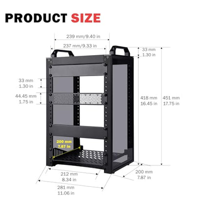 GeeekPi 8U Network Rack, 10 inch Mini Server Rack for Network, Servers, Audio, and Video Equipment, DeskPi RackMate T1, 7.87 inch Depth - color: Black