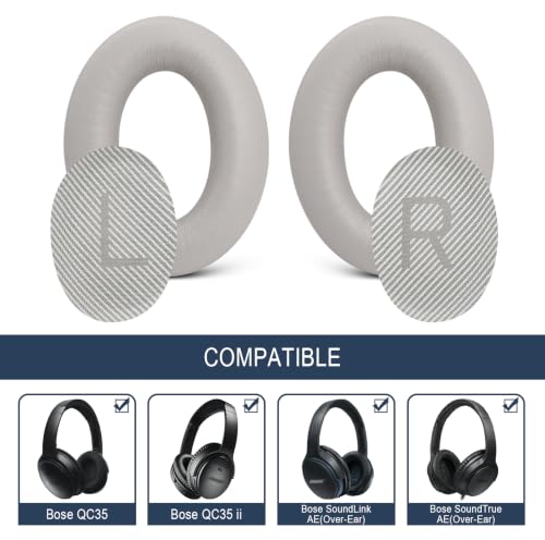 Premium Replacement Ear Pads for Bose QC35 & QC35ii Headphones - Sandstone | Fits QuietComfort 35 & 35ii / SoundLink 1&2 AE（Over-Ear）- Soft Protein Leather · Adaptive Memory Foam and Extra Durable - color: Sandstone