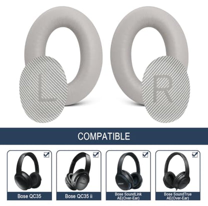 Premium Replacement Ear Pads for Bose QC35 & QC35ii Headphones - Sandstone | Fits QuietComfort 35 & 35ii / SoundLink 1&2 AE（Over-Ear）- Soft Protein Leather · Adaptive Memory Foam and Extra Durable - color: Sandstone