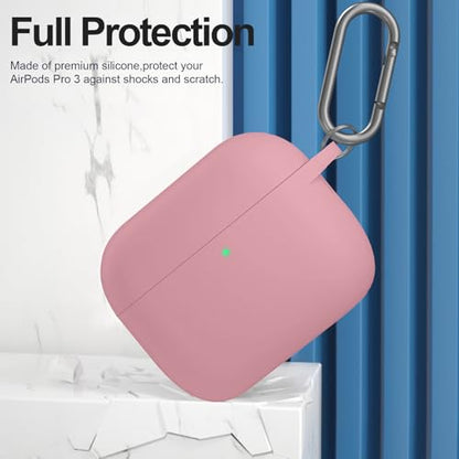 for AirPods Pro 3 Case Cover, Protective Soft Silicone with Keychain Cleaning Pen for Women Men for Apple AirPods Pro 3rd Generation Case(2025), Front LED Visible, Bean Pink - color: D-Bean Pink