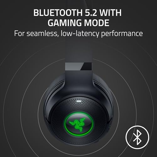 Razer Kraken Kitty V2 BT Wireless RGB Headset, Black | Chroma RGB Kitty Ears & Earcups, Bluetooth 5.2, 40 mm Drivers, Noise-cancelling Mics, Lightweight, USB-C, 40 Hr Battery - color: Black