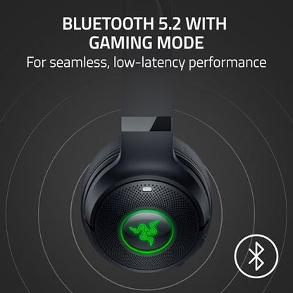 Razer Kraken Kitty V2 BT Wireless RGB Headset, Black | Chroma RGB Kitty Ears & Earcups, Bluetooth 5.2, 40 mm Drivers, Noise-cancelling Mics, Lightweight, USB-C, 40 Hr Battery - color: Black