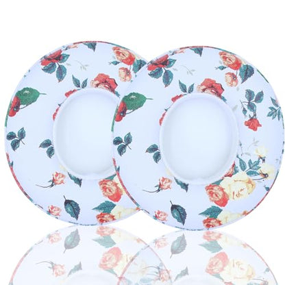 Headphone Replacement Ear Pad Cover Compatible with Beats by Dre Solo3 Solo2 Wired Wireless Headphones Protein Leather Memory Foam Headphone Cushion Ear Muffs-White Flower - color: White flower
