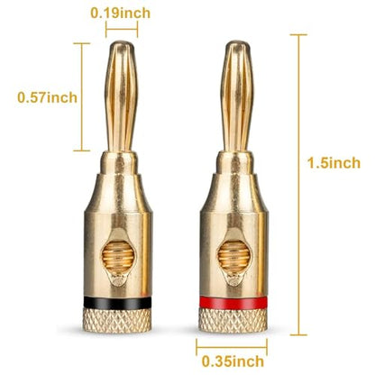 12 Pairs Speaker Banana Plugs, 24K Gold Plated Banana Plug for Speaker Wire, Home Theater, Wall Plate, for 12–18 AWG Wire