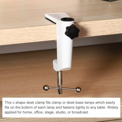 Generic 0.47" Hole Dia. Desk Clamp, Universal Bracket Adjustable C-Clamp Base for Microphone Mic Arm Table Lamp Mount Holder, White