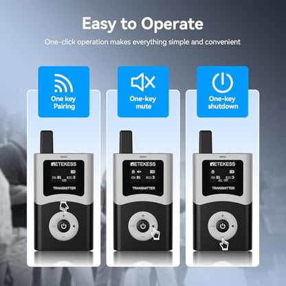 Retekess T130U (4nd Gen T130) Tour Guide System,Tour Guide Headset(1TX 5RX) | for Church, School, 200M, 40H, U-Band, Clear Sound Quality, Wireless Connection, One-Key Operation - style: 1-5