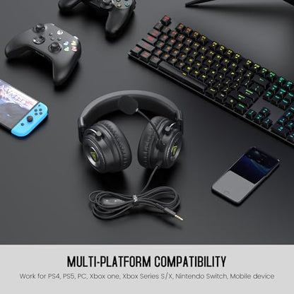 EKSA E900 Gaming Headset with Mic Stereo Headphones for Xbox,PC,PS5 | Detachable Noise Canceling Mic, 3D Surround Sound, Wired Headphone for Gaming, Computer, Laptop, PS4, 3.5MM Jack - color: Black-Sliver