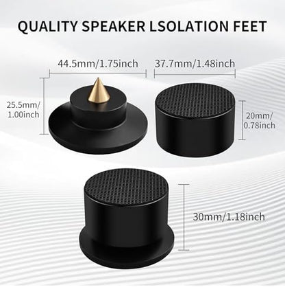 Turntable Isolation Feet, 4-Pack 44.5x30mm (Black) - color: Black