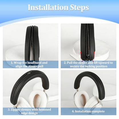for Baseus Inspire XH1 Case Cover, 2 Sets Silicone Sweat Ear Covers& Headband Protector, Washable Scratchproof Headphones Protective Case Accessories (Black)