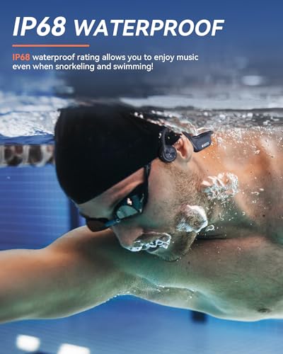 Voistek Bone Conduction Headphones with 32GB MP3 Player, IP68 Waterproof | Open-ear waterproof bone conduction headphones with 32GB MP3 player for running, cycling, swimming and phone-free workouts