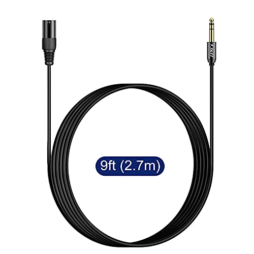 J&D 1/4 to XLR Cable, Gold Plated Heavy Duty TRS 6.35mm (1/4 inch) to XLR Male to Male Balanced Interconnect Cord for Speaker, Condenser, Mic, Mixer, AMP, 9 Feet