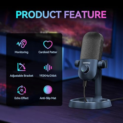 USB Microphone for PC, Plug & Play Cardioid Condenser Mic - color: DarkBlue