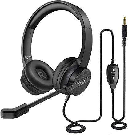 Headset with Microphone for PC Laptop, USB Wired Computer Headset with Volume & Mic Mute Controls, Lightweight All-Day Comfort Environmental Noise Canceling Headphones for Office Call Center Skype - style: USB wired headset