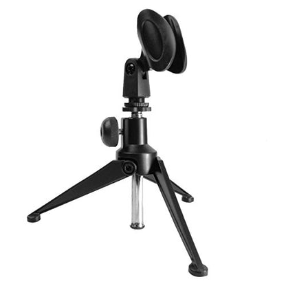 Adjustable Tabletop Mic Stand Portable Foldable Desktop Tripod Microphone Stand with Clip