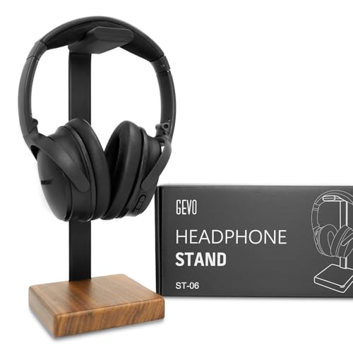 Wooden Headphone Stand for Desk, Holder for Apple Sony Beats Bose Headset | Universal Desktop Stand, Non-slip Heavy Base with Soft Padding Square